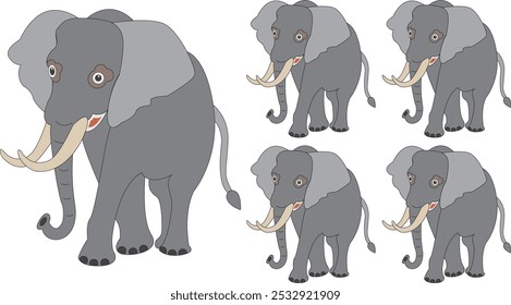 cartoon image of a gray elephant.  vector illustration.
