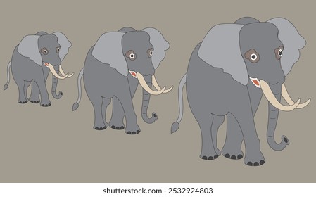 cartoon image of a gray elephant.  vector illustration.