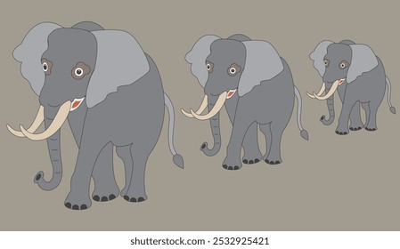 cartoon image of a gray elephant.  vector illustration.