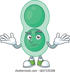 Imagen de un dibujo animado de streptococcus pneumoniae verde en una cara sonriente. Ilustración del vector