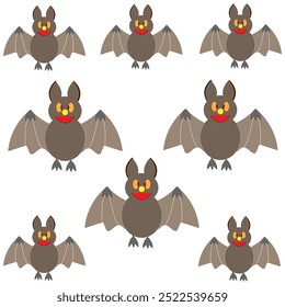 Cartoon image of a group of bats on a white background. Halloween festival.