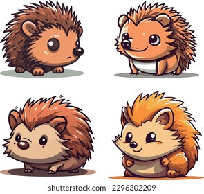 Imagen de dibujos animados de un erizo, ilustración vectorial