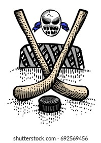 Cartoon image of Hockey Icon. Sport symbol. An artistic freehand picture.