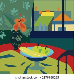 The cartoon image of interior design. 