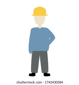 Cartoon image of labor worker wearing helmet