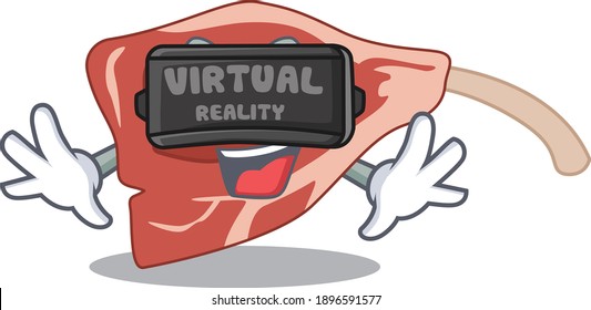 Ein Cartoon-Bild von Lamm-Chop mit modernem Virtual Reality-Headset. Vektorgrafik