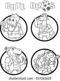 cartoon image of a little funny dinosaurs