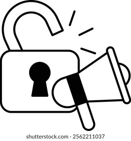 A cartoon image of a lock with a key and a microphone