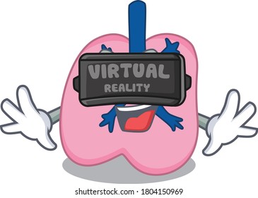 A cartoon image of lung using modern Virtual Reality headset