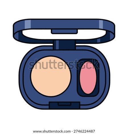 A cartoon image of a makeup compact with powder and blush