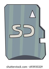 Cartoon image of Memory card. An artistic freehand picture.