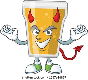A cartoon image of mug of beer as a devil character. Vector illustration