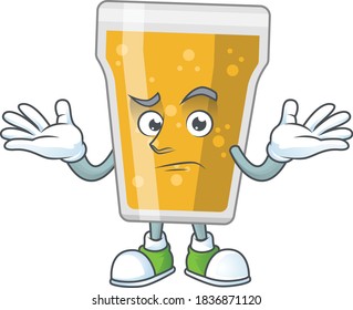 A cartoon image of mug of beer in smirking face. Vector illustration