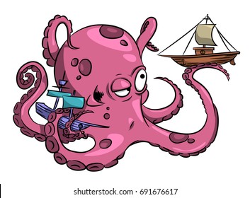 Cartoon image of octopus. An artistic picture.