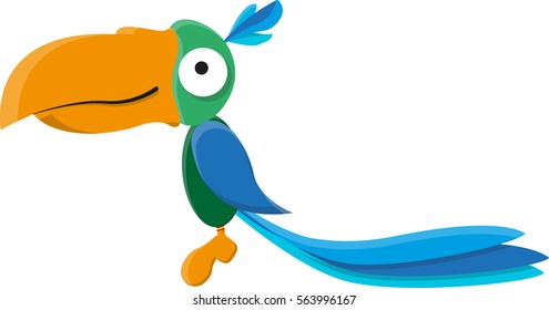 Cartoon image of a Parrot with big beak and long tail . Vector illustration EPS10