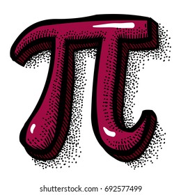 Cartoon image of Pi symbol. An artistic freehand picture.