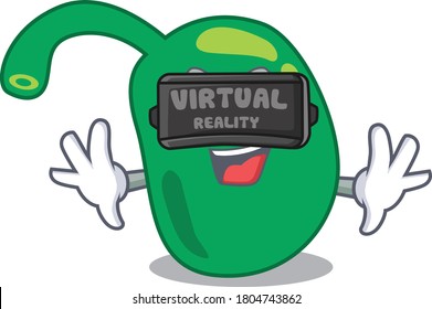 Ein Cartoon-Bild von Ananas mit modernem Virtual Reality-Headset