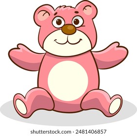 una Imagen de dibujos animados de un osito de peluche rosa con vientre rosa.