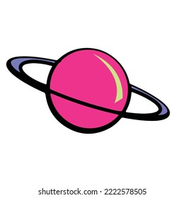 A cartoon image of a planet with simple strokes, it looks very cute