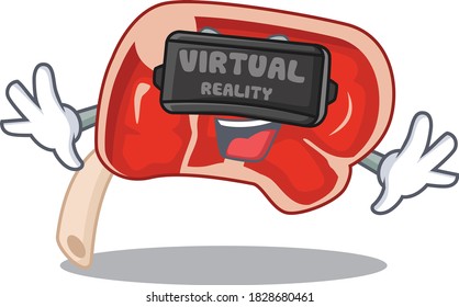 A cartoon image of prime rib using modern Virtual Reality headset