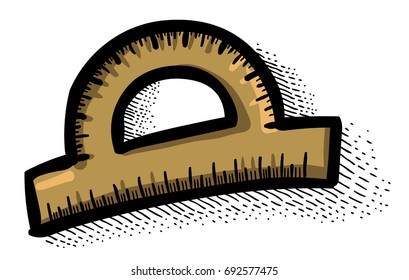 Cartoon image of Protractor. An artistic freehand picture.