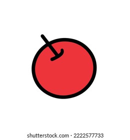 A cartoon image of a red apple with simple strokes, it looks very cute