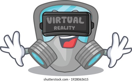 A cartoon image of respirator mask using modern Virtual Reality headset