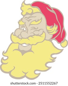cartoon image of santa claus in vintage colours style 