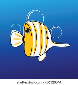 cartoon image of the sea butterfly fish.coral fish