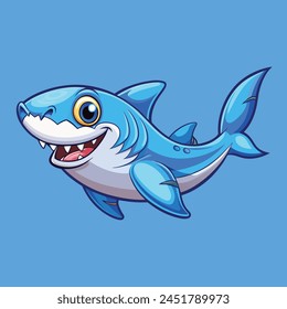 A cartoon image of a shark with big teeth and big teeth