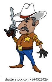 Cartoon image of sheriff. An artistic freehand picture.