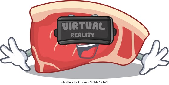 A cartoon image of sirloin using modern Virtual Reality headset