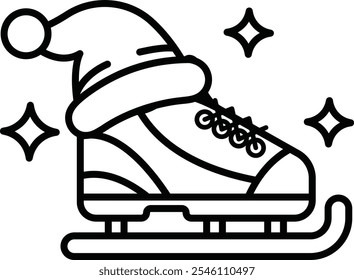 A cartoon image of a skater with a hat and black and white shoes