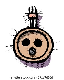 Cartoon image of Socket Icon. An artistic picture.