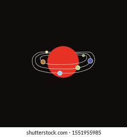 Cartoon image of the solar system