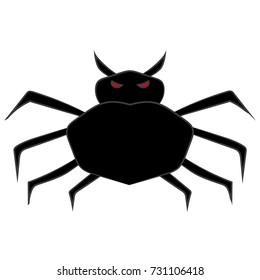 Cartoon image of a spider. Isolated object. Illustration on a theme of Halloween. Vector illustration. Hand drawing