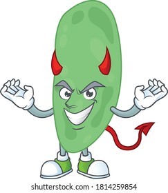 A cartoon image of thermus thermophilus as a devil character. Vector illustration