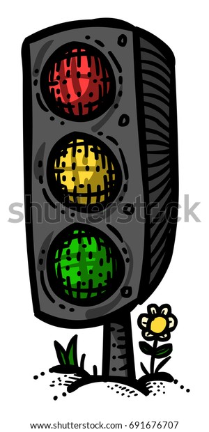 Cartoon\
image of Traffic Light. An artistic\
picture.