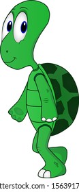 Cartoon image of a turtle walking cheerfully on a sunny day