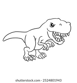 cartoon image of tyrannosaurus rex dinosaur. uncolored with white background