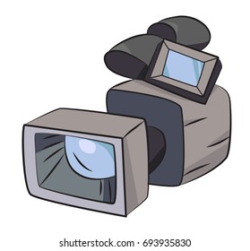 Cartoon image of Video camera. Camera symbol. An artistic freehand picture.