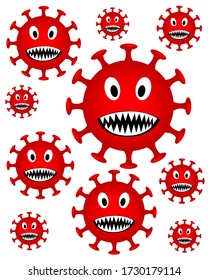Imagen de caricatura de un virus.Ilustración vectorial aislada en fondo blanco