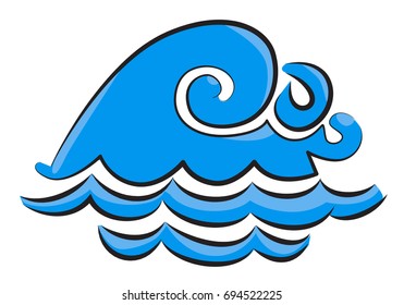 Cartoon image of Wave. Water wave symbol. An artistic freehand picture.