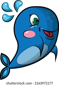 cartoon image of a whale with water drops