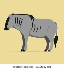 A cartoon image of a wildebeest with a yellow background