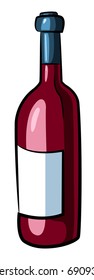 Cartoon image of Wine bottle. An artistic freehand picture.