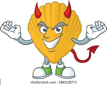 A cartoon image of yellow clamp as a devil character. Vector illustration