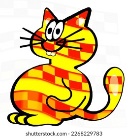 Cartoon image of Yellow and orange colored cat