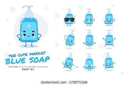 cartoon images of Blue Soap. First set. Vector Illustration