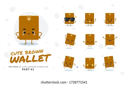 cartoon images of Brown Wallet. First set. Vector Illustration